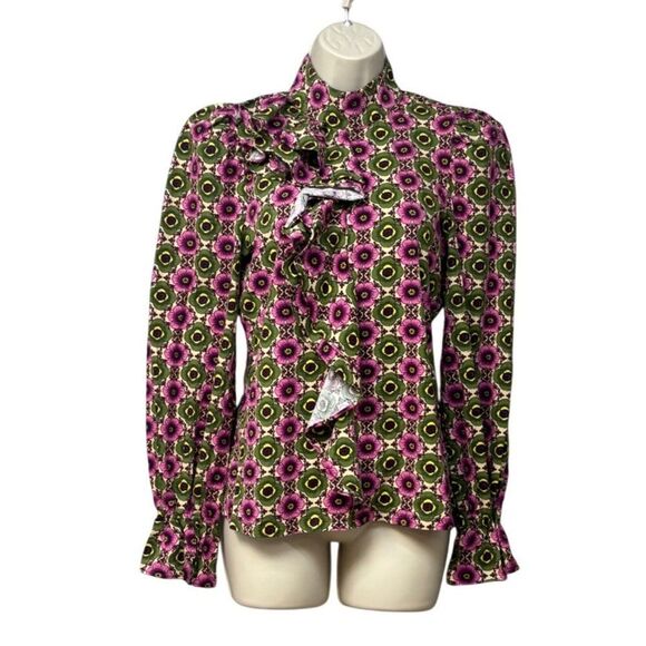 INC International Concepts Printed Ruffled Top, Bev Floral, Sz. S - Picture 3 of 12